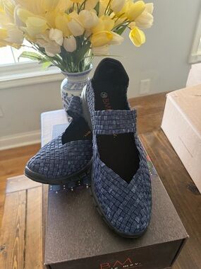 bernie mev. Navy Woven Mary Jane Loafer